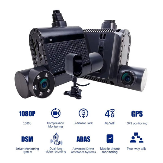G4T 3-Channel Live Streaming GPS Dash Cam — AI ADAS DMS | Real-Time Tracking & HD Recording